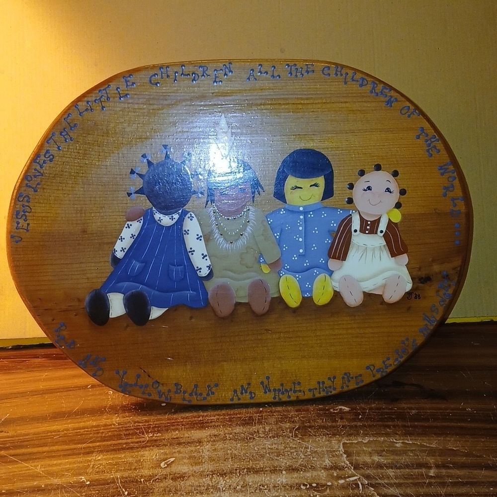 Vintage 1980s Wooden Country Folkart Grandmacore Stool